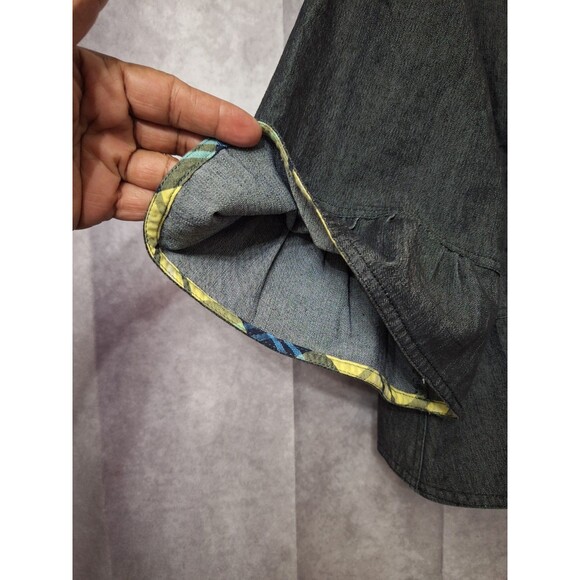 Sandro Denim Chambray Peplum Jacket Womens Plus Sz 2x Ruffle Button Up Boho Chic - Picture 6 of 8